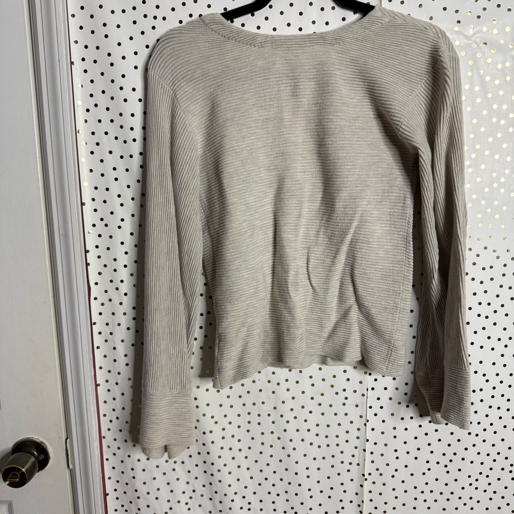 Free People Cream Ribbed V-Neck Top - Picture 6 of 6
